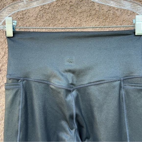 Athleta Inclination Moto tight Women’s Size Small Black‎ Metallic Pullon Style - Picture 9 of 17